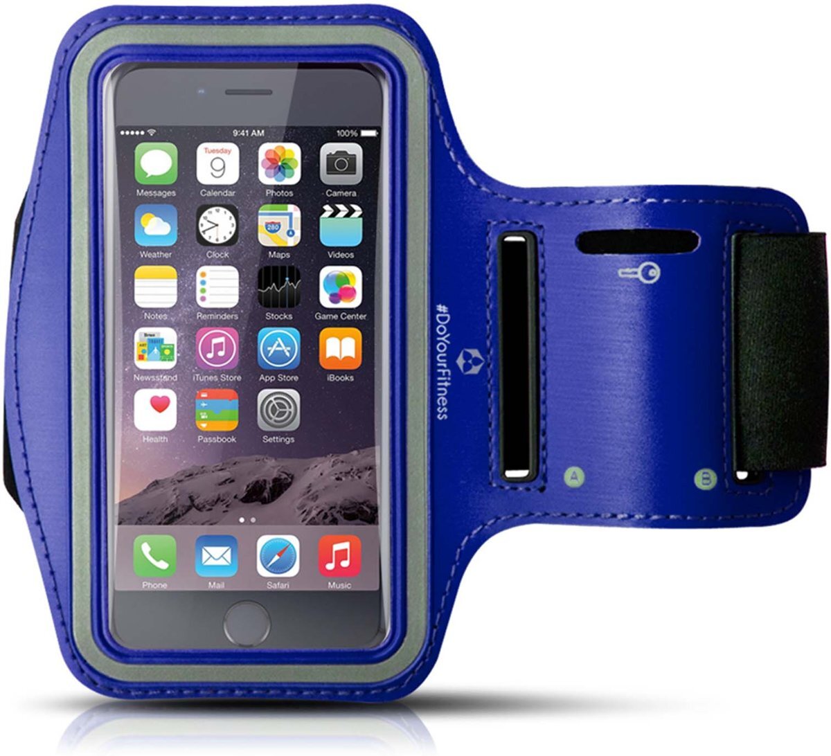 #DoYourFitness - Sportarmband - Â»RunnerManÂ« - Hardlooparmband voor telefoon - MEDIUM 60 cm - blauw