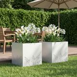 VidaXL Jardinière 2 pcs blanc 50 x 50 x 49 cm acier laminé à froid