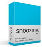 Snoozing Katoen-satijn Hoeslaken Extra Hoog - Lits-jumeaux (180x200 cm) - Blauw