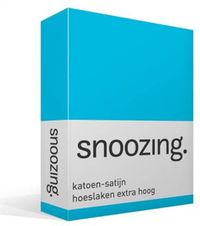Snoozing Katoen-satijn Hoeslaken Extra Hoog - Lits-jumeaux (180x200 cm) - Blauw