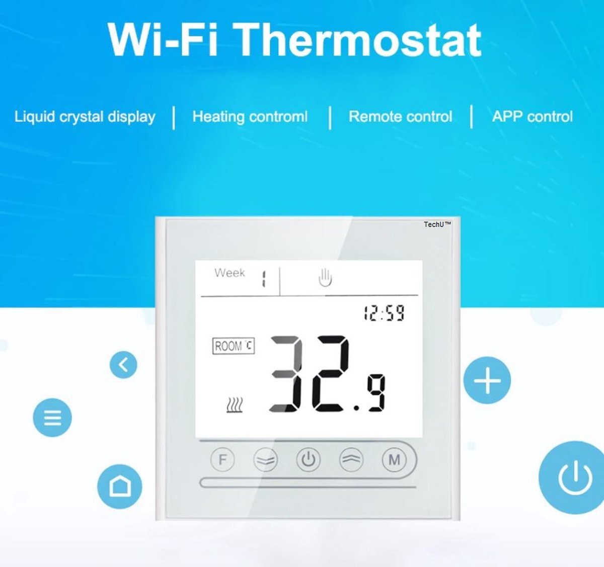 TechU™ Slimme Thermostaat Optimum – Wifi – Bediening met App, Google Assistant & Alexa – Wit – Gas Boiler