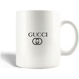 Gucci Keramische mokken maniacase, Fashion Logo Zwart