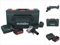 Metabo W 18 L BL 9-125 Snoerloze haakse slijper 18 V 125 mm borstelloos + 1x accu 8.0 Ah + lader + metaBOX