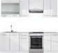 Vicco Fame-Line Complete keukeneenheid – 240 cm, WB Marmer Wit hoogglans/wit