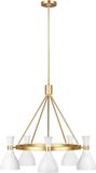Feiss LED Kroonluchter | 5X E27 Max 60W | Dimbaar | Matte White / Burnished Brass