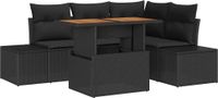 vidaXL Bank - Set - 5 - stuks - Zwart - Poly - rotan