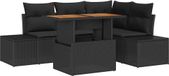 vidaXL Tuinbank - Set - 5 - st - Zwart - Poly - rattan