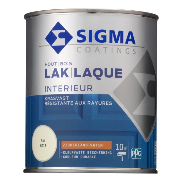 Sigma - Doe Het Zelf Sigma Houtlak interieur satijnglans - RAL 9016 - 0.75L