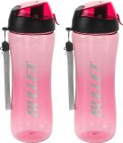Excellent Houseware Koopman International 2x stuks bidon drinkfles/waterfles roze 700 ml