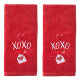 SKL Home by Saturday Knight Ltd. Valentijnsdag XOXO Handdoekenset, Rood 2 Pack
