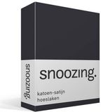 Snoozing Katoen-satijn Hoeslaken - Lits-jumeaux (160x220 cm) - Grijs