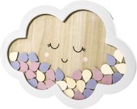 PARTYDECO - Houten gastenboek wolk vorm 43 x 30 cm met 30 druppels