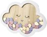 PARTYDECO - Houten gastenboek wolk vorm 43 x 30 cm met 30 druppels