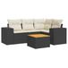 vidaXL 5-delige Loungeset met Kussens, Poly Rattan, Zwart
