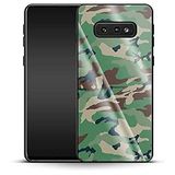 caseable Samsung Galaxy S10e Luxe Glazen Telefoonhoes - Green and Brown Camo