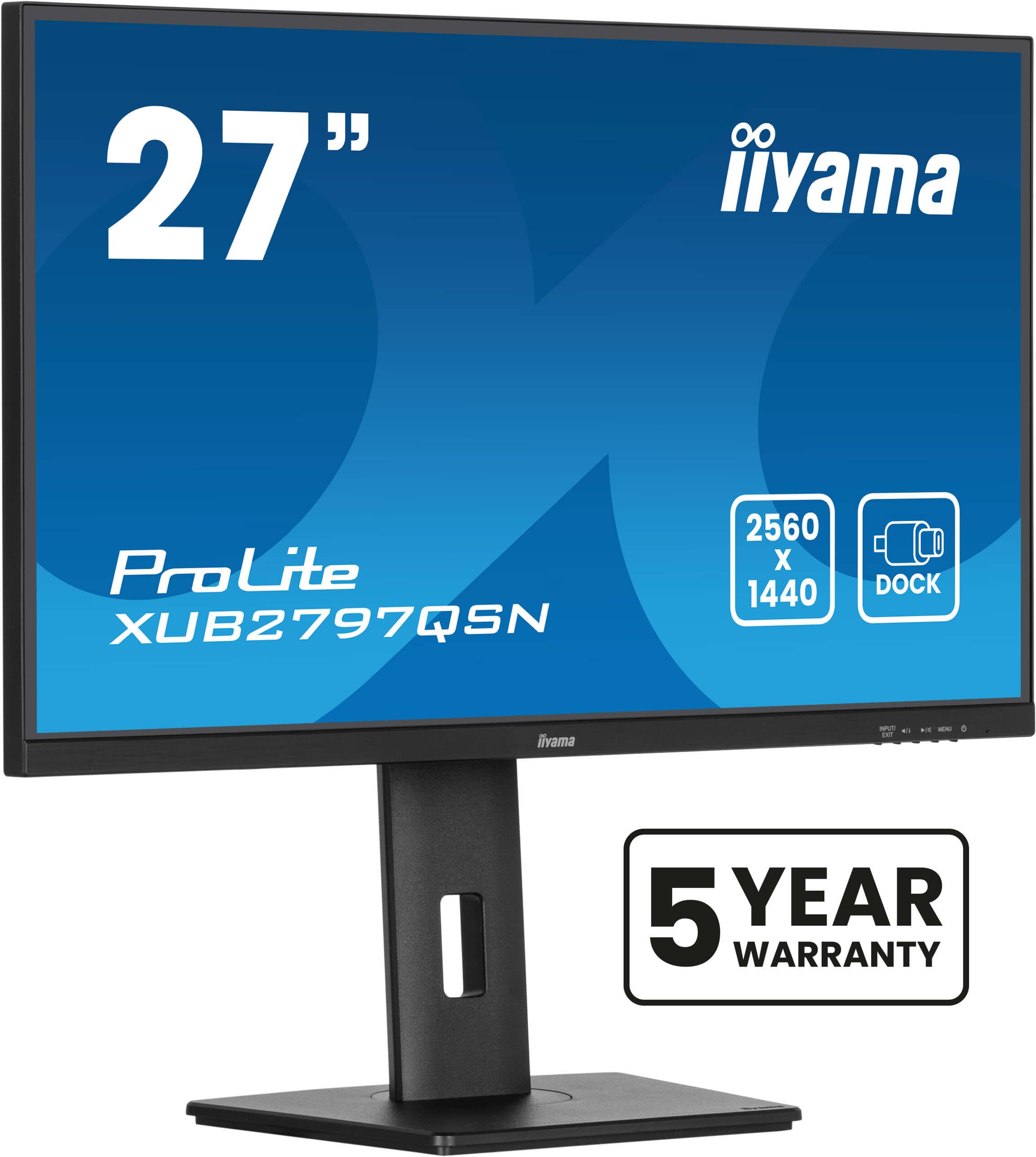 IIYAMA ProLite XUB2797QSN-B2 - 27 inch QHD Monitor - IPS - USB-C Dock - 100Hz - Adjustable