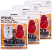 Benson Lampes de vélo - 3x jeu complet - LED - blanc/rouge - piles incluses