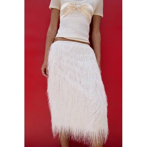 Mango Midi Rok Ecru