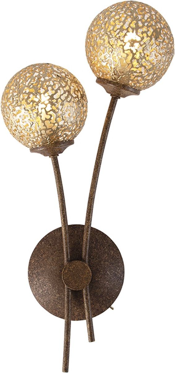 PAUL NEUHAUS Kreta Wandlamp - 2 Lichts - Roestbruin - Metaal