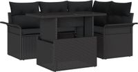 vidaXL Tuinbank Set 5-delig Zwart Polyrattan