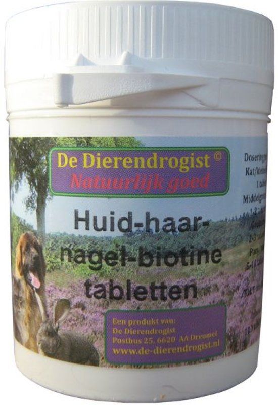 DIERENDROGIST Huid-Haar-Nagel-Biotine Tabletten - 100 stuks