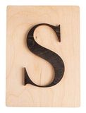 Rayher Houten letter S, FSC Mix Credit, houten tegel 10,5x14,8cm, 3D-letter S in zwart, 3mm dikke houten letter op 4mm dikke houten tegel, 63110576