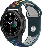 Strap-it Siliconen Smartwatch bandje - Geschikt voor Samsung Galaxy Watch 4 Classic 42mm - Dennengroen/Kleurrijk