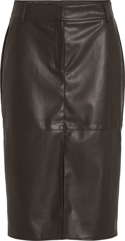 VILA VIDAGMAR HW MIDI COATED SKIRT NOOS Dames Rokken Coffee Bean