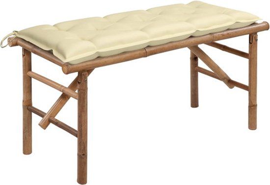 vidaXL Tuinbank inklapbaar met kussen 118 cm bamboe
