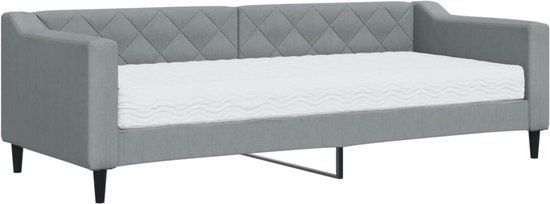 vidaXL Slaapbank met matras 80x200 cm stof lichtgrijs