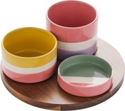 Point-Virgule Sharing Summer - Borrelplank - Incl. 3 schaaltjes en dienblad - 24x24x12cm
