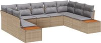 vidaXL Tuinbank Set 7-zits Beige Polyrattan