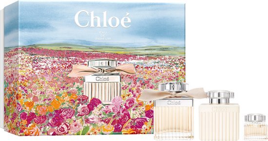 Chloé Chloé Chloé Giftset - 75 ml eau de parfum spray + 5 ml eau de parfum spray + 100 ml bodylotion - cadeauset voor dames gift set / dames