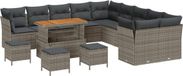 vidaXL Tuinbank - Set - 14 - st - Grijs - poly - rattan