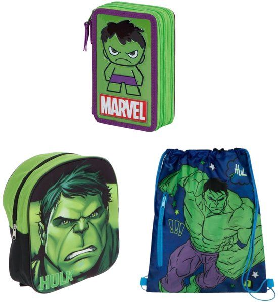 Avengers back to school set Hulk rugzak, gymtas en etui