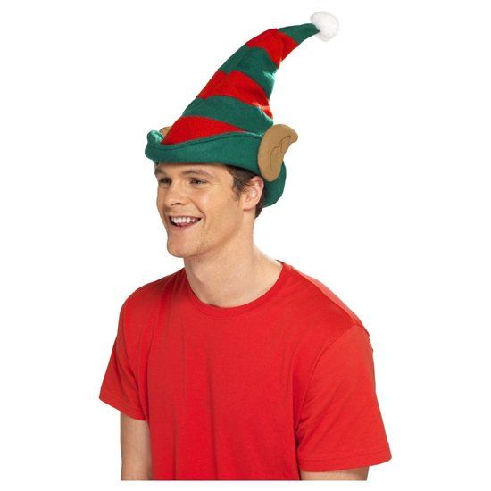 Smiffys Elf Hat, Red & Green