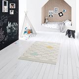 BALTA Kindertapijt schip, rechthoekig laagpolig tapijt, ideaal voor de kinderkamer - speelkamer, onderhoudsvriendelijk - vuilafstotend, polypropyleen, 120x170 cm, grijs