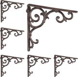 Merkloos / Sans marque 6x plankdrager antiek - set - schapdragers - plankendragers - gietijzer - bruin