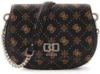 GUESS Emelie Logo Flap Shoulder Bag Espresso Logo donkerbruin