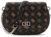 GUESS Emelie Logo Flap Shoulder Bag Espresso Logo donkerbruin