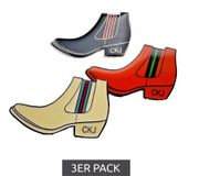 Calvin Klein Lot de 3 broches pin-up unisexes, motif bateau, acier inoxydable, KJJNDH300100, noir/orange/beige