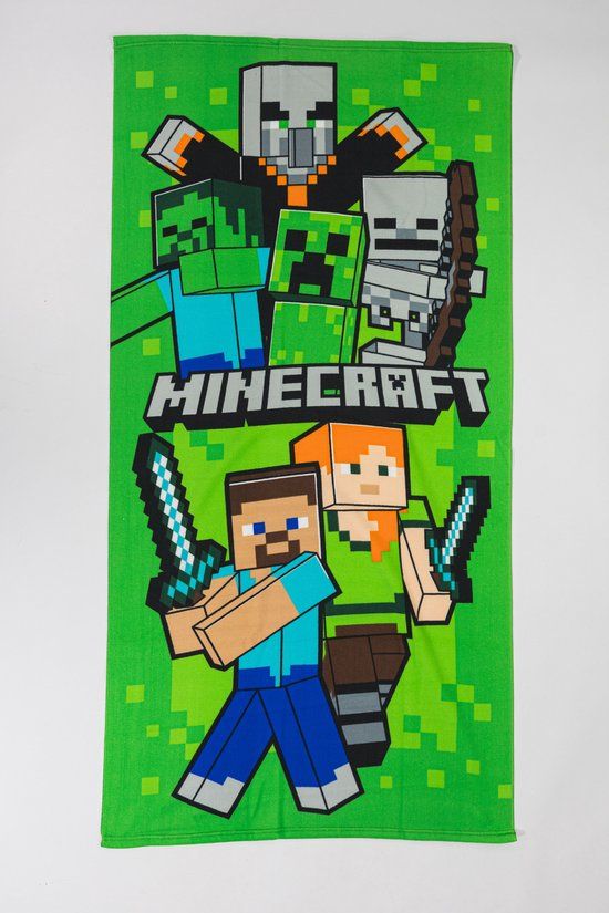 4KidsOnly Minecraft groen strandlaken 70 x 140 cm