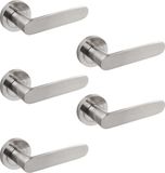 Emuca Klinken Bunbury voor binnendeur, met rozet D.50 mm, Aluminium, satijnnikkel, 5 set.