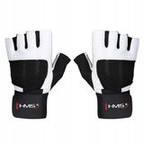 HMS Teko Sp. z o.o. HMS RST04 - Fitness Handschoenen - Witte en Zwarte Kleur - Pols Ondersteuning - Antislip Siliconen - Maat M