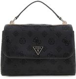 GUESS Tisha Top Handle Flap Bag Black Logo Zwart