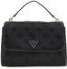 GUESS Tisha Top Handle Flap Bag Black Logo Zwart
