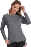 Meethoo Dames Rash Guard Zwemshirt met Lange Mouwen Surfshirt Tops Badpak Grijs XXL