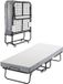Merkloos Opklapbaar logeerbed - Eenpersoons vouwbed - Traagschuimmatras 12,5 cm - Afmeting 190 x 81 cm - Draagvermogen 136,1 kg - Met wielen - Metalen frame