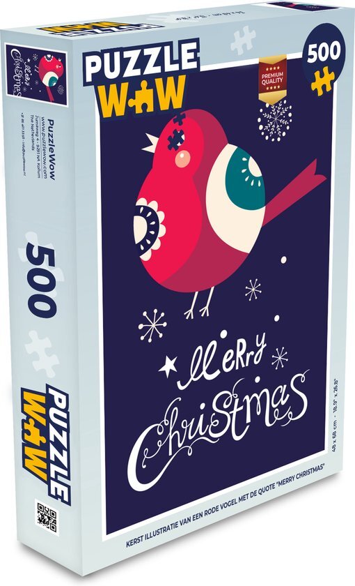 MuchoWow Puzzel Vogel - Sneeuw - Kerst - Merry christmas - Legpuzzel - Puzzel 500 stukjes