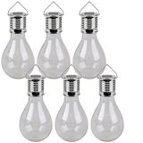 Sunnydays Solar sfeer hanglamp - 20x - tuin - lampenbol - wit - glas - 15 cm - ophang haakje